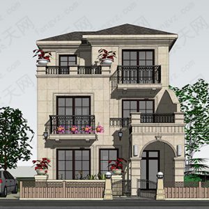 长条形地形两层半欧式农村自建房